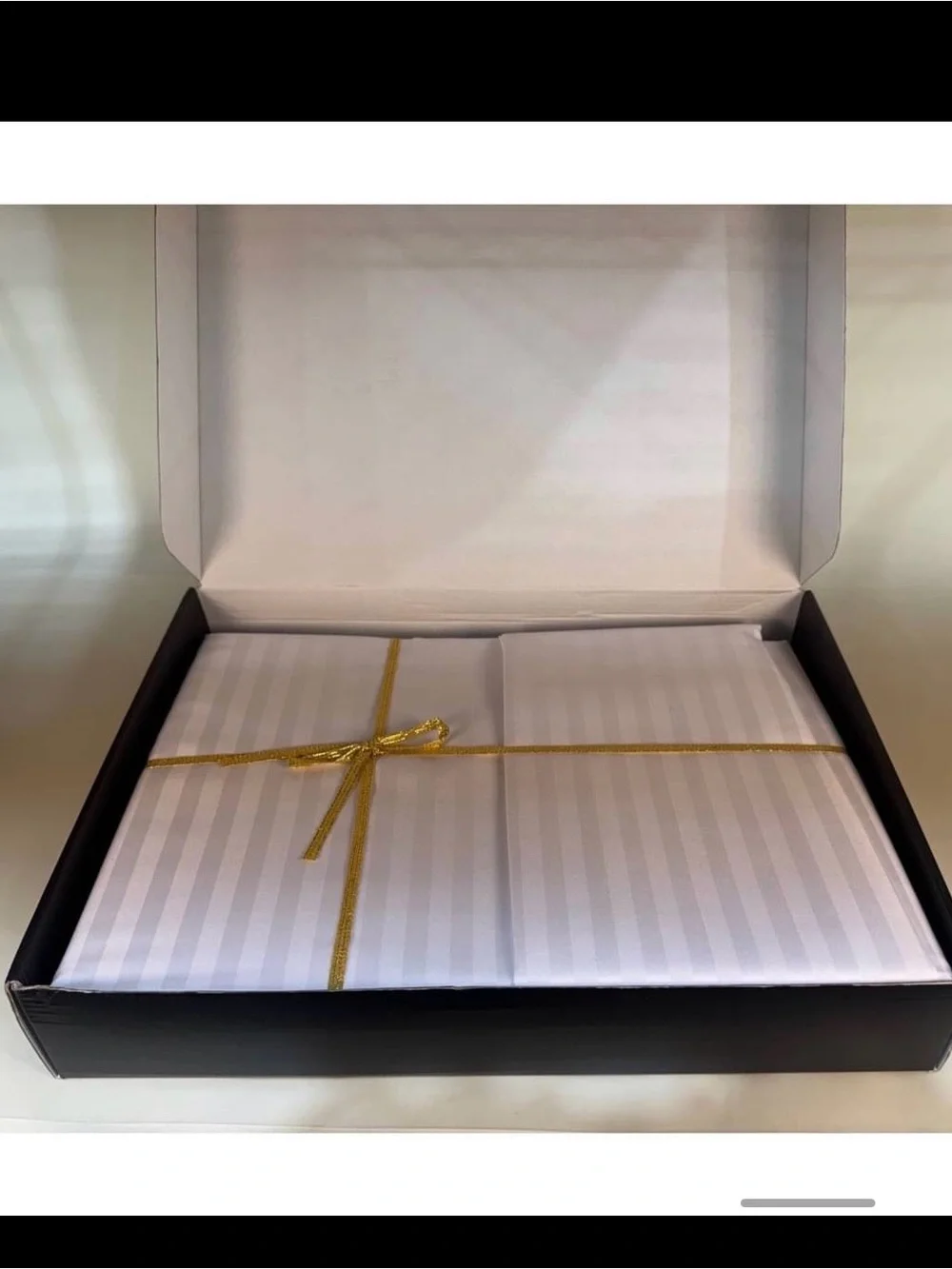 Queen White Sheet Set Damask Stripe 100% Cotton Sateen 4 piece set Oeko Tek